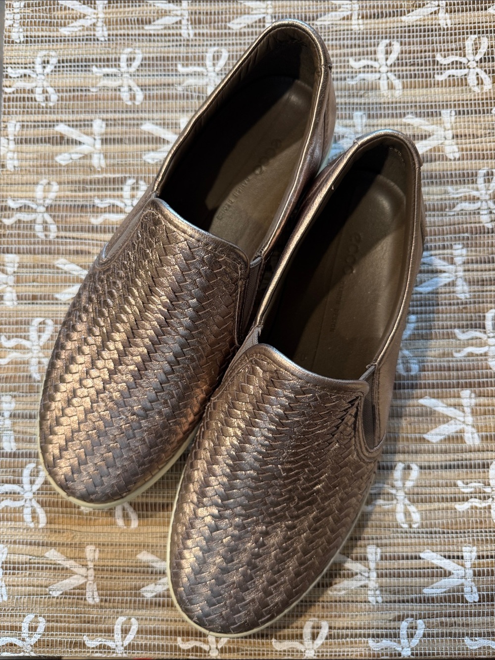 Women’s ECCO Woven Slip-On Shoes in Metallic Bronze